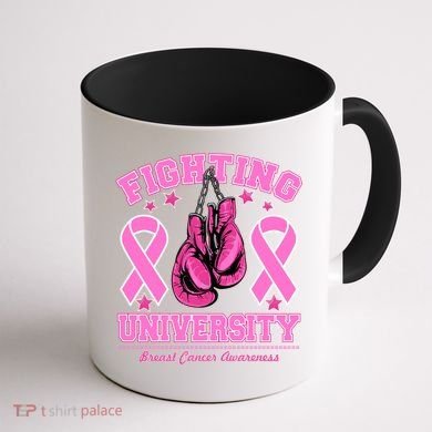Fighting University Breast Cancer Awareness Boxing Fight Coffee Mug back
