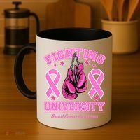 Fighting University Breast Cancer Awareness Boxing Fight Coffee Mug thumb 4