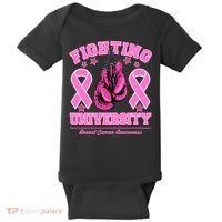 Fighting University Breast Cancer Awareness Boxing Fight Baby Bodysuit thumb 0