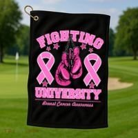 Fighting University Breast Cancer Awareness Boxing Fight Golf Towel thumb 1