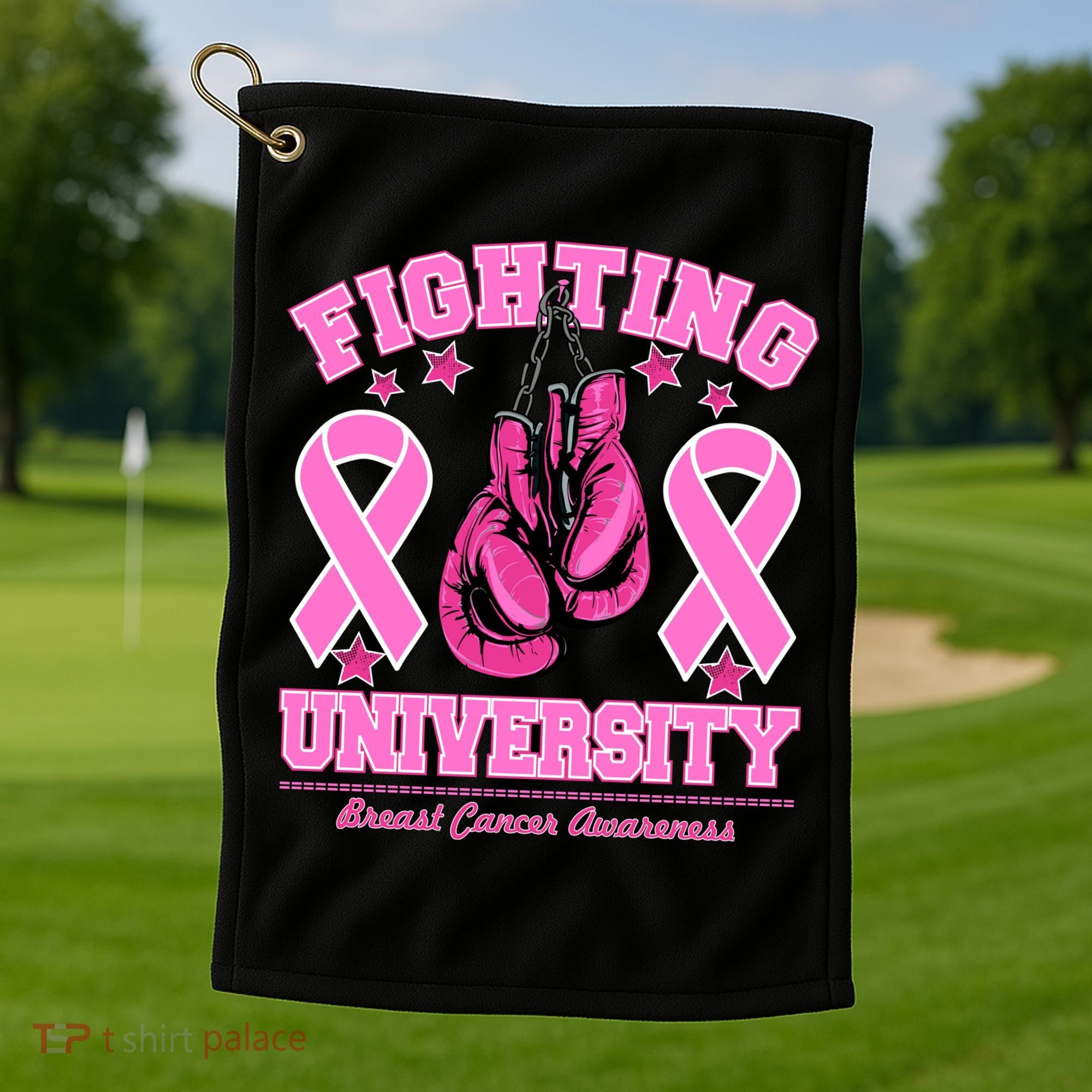 Fighting University Breast Cancer Awareness Boxing Fight Golf Towel