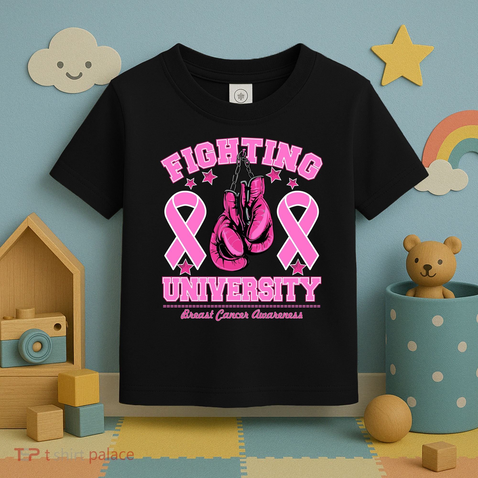 Fighting University Breast Cancer Awareness Boxing Fight Toddler T-Shirt