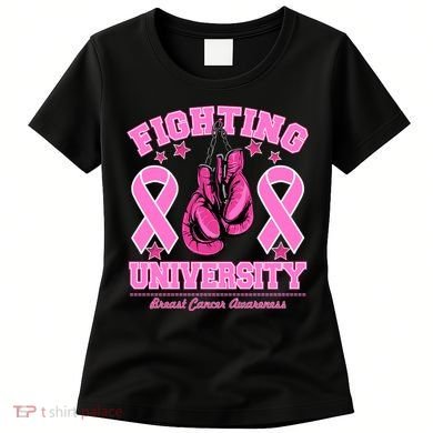 Fighting University Breast Cancer Awareness Boxing Fight Women's T-Shirt