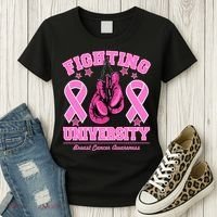 Fighting University Breast Cancer Awareness Boxing Fight Women's T-Shirt thumb 3