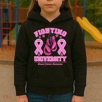 Fighting University Breast Cancer Awareness Boxing Fight Kids Hoodie thumb 3