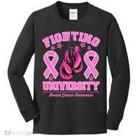 Fighting University Breast Cancer Awareness Boxing Fight Kids Long Sleeve Shirt thumb 0