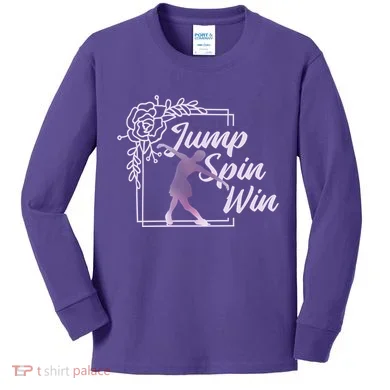 Figure Skating Jump Spin Win Kids Long Sleeve Shirt