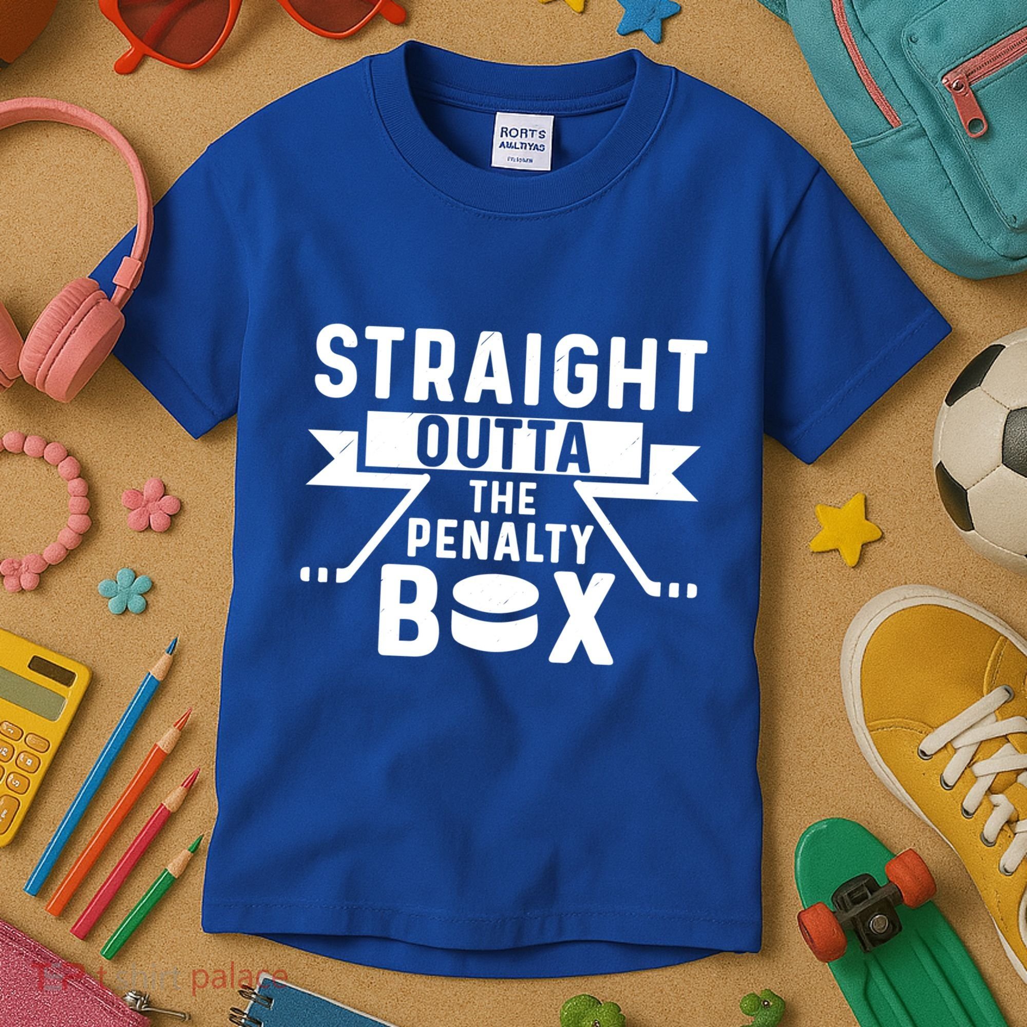 Funny Ice Hockey Player Straight Outta The Penalty Box Gift Kids T-Shirt
