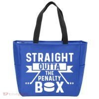 Funny Ice Hockey Player Straight Outta The Penalty Box Gift Tote Bag thumb 0