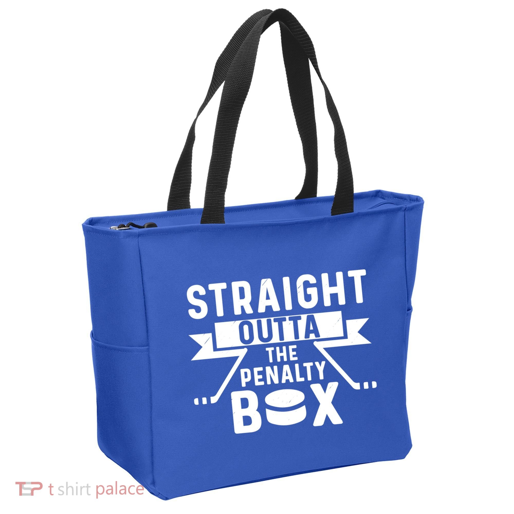 Funny Ice Hockey Player Straight Outta The Penalty Box Gift Tote Bag