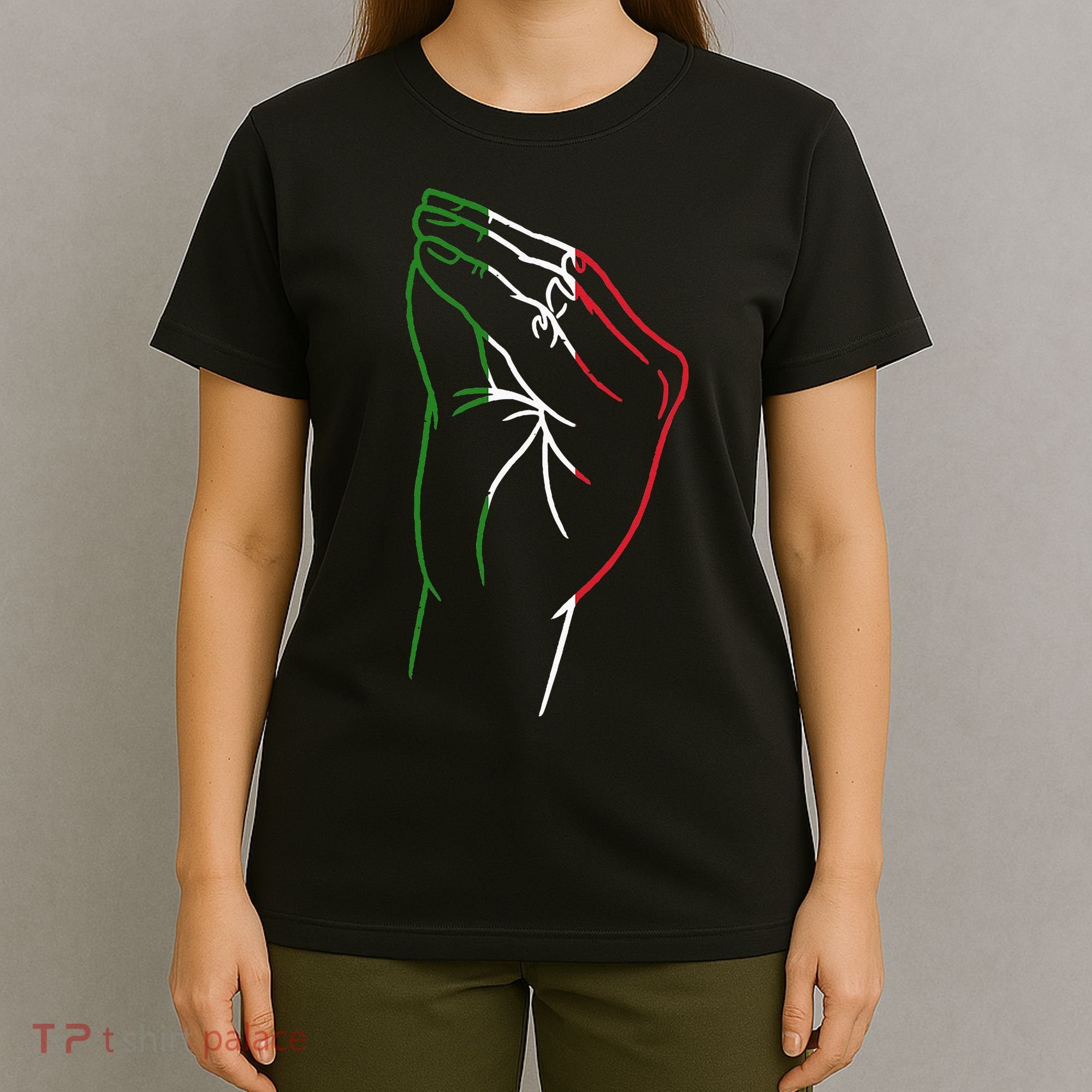 Funny Italian Hand Gesture Italian Flag Italy Italia T-Shirt