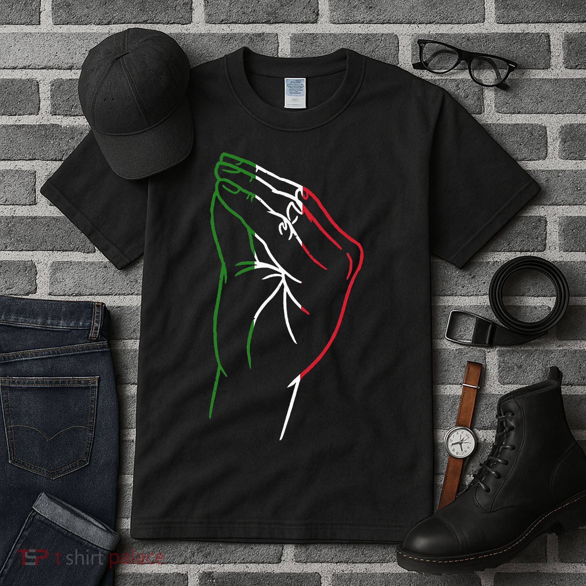 Funny Italian Hand Gesture Italian Flag Italy Italia Tall T-Shirt