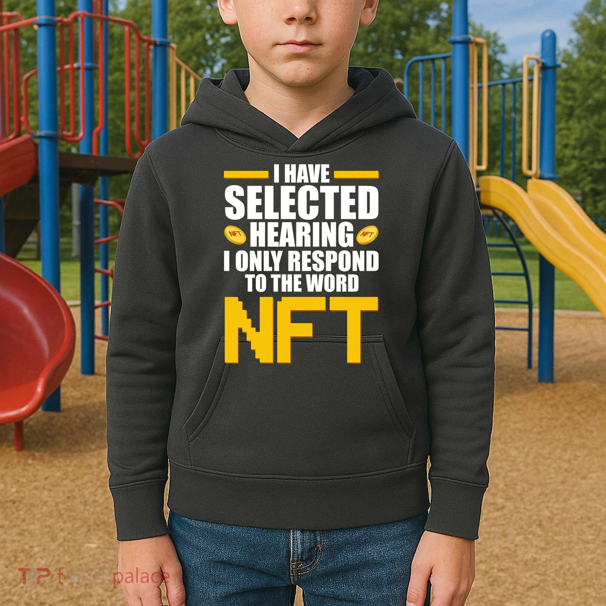 Funny I Have Selected Hearing I Only Respond To The Word NFT Kids Hoodie