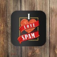 Funny I Heart Love Spam Canned Cooked Pork Food Lover Spam Coaster thumb 0