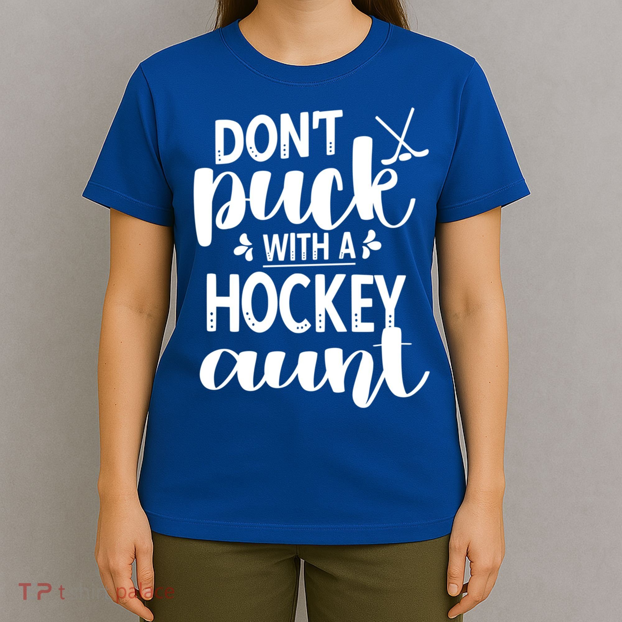 Funny Ice Hockey Aunt Of An Ice Hockey Player Auntie Gift T-Shirt