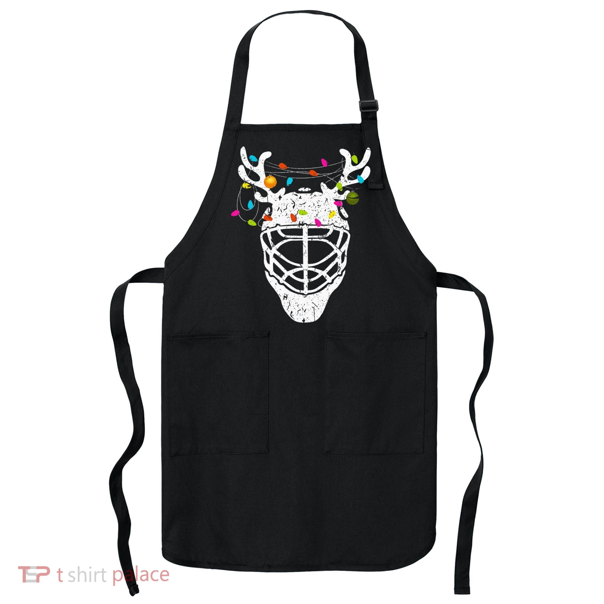 Festive Ice Hockey Reindeer Holiday Hockey Apron