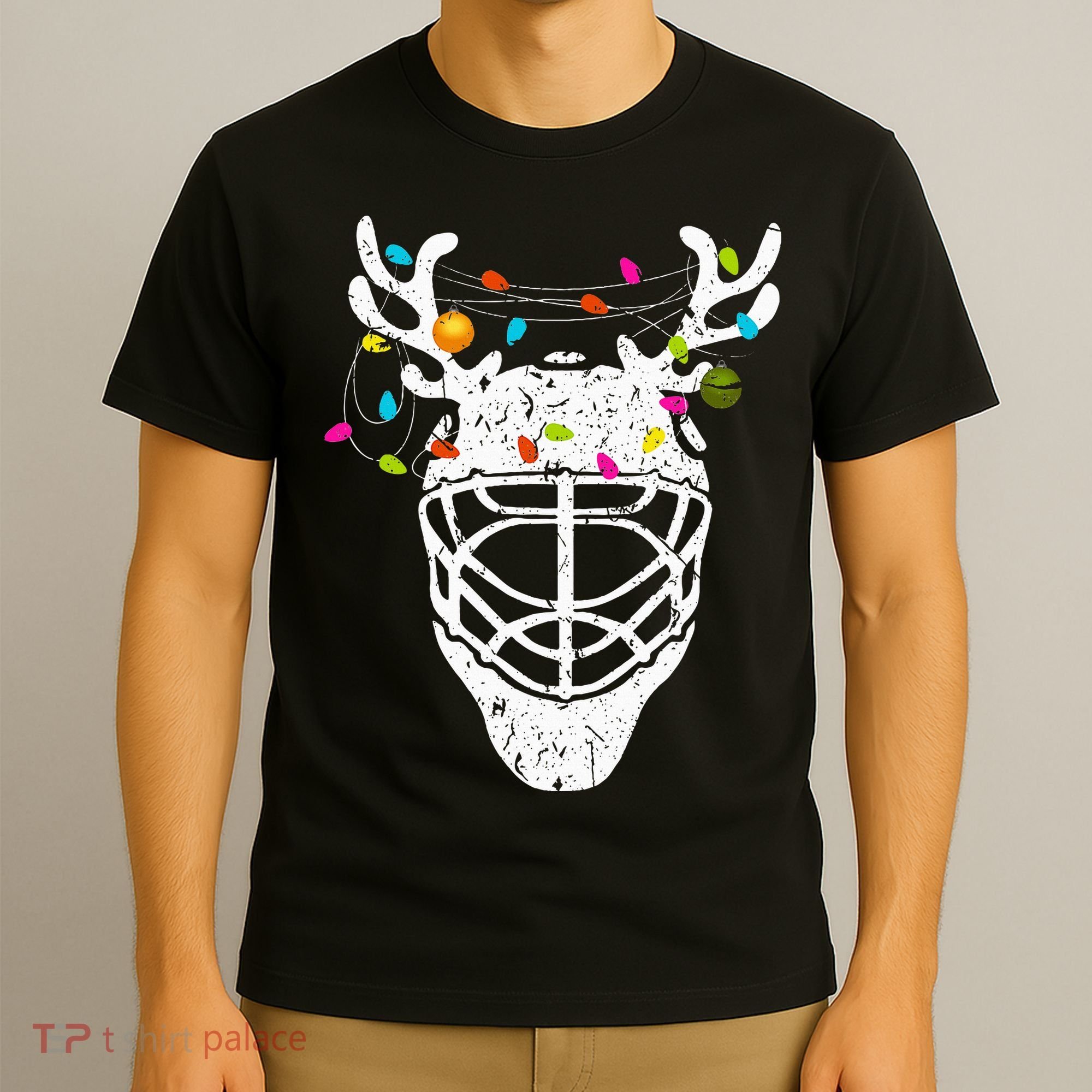 Festive Ice Hockey Reindeer Holiday Hockey T-Shirt