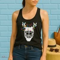 Festive Ice Hockey Reindeer Holiday Hockey Women's Tank Top thumb 2