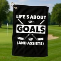 Funny Ice Hockey For Boy Lifes About Goals Gift Golf Towel thumb 1