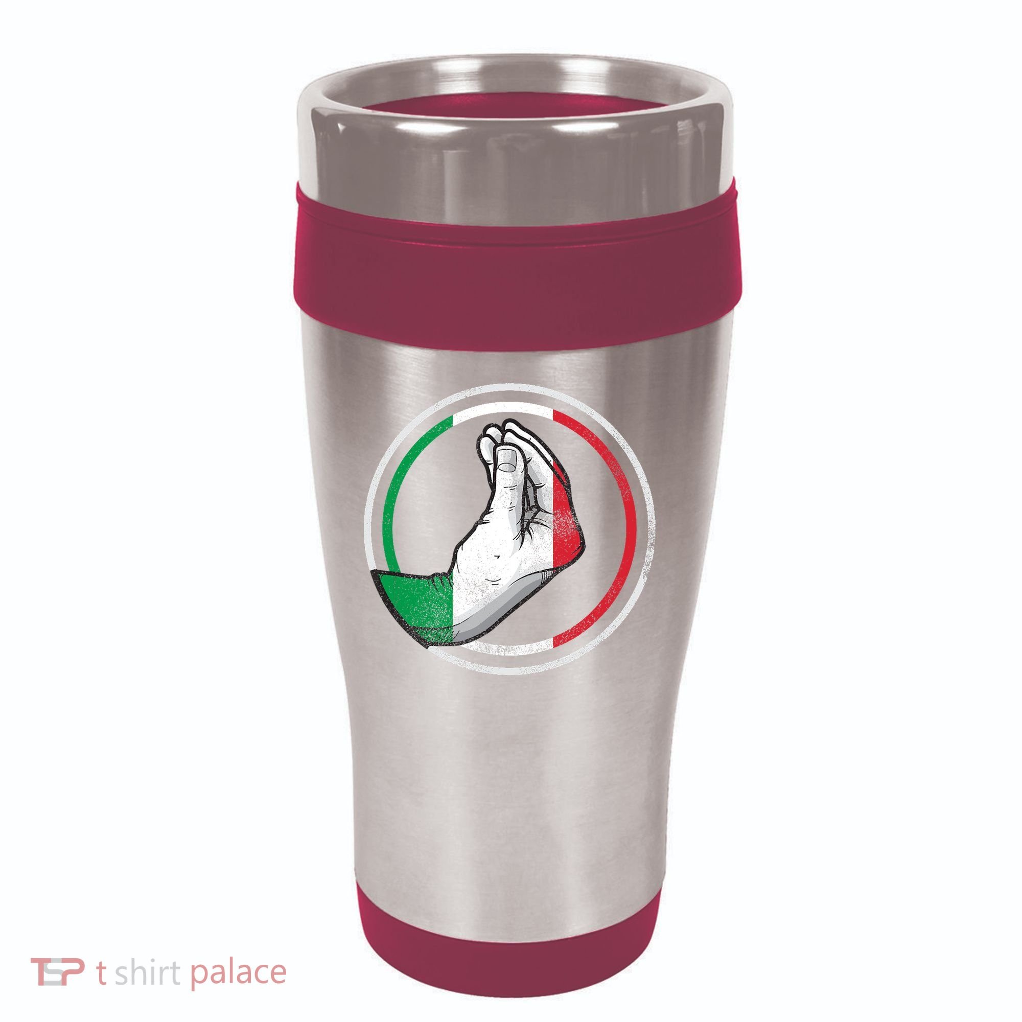 Funny Italy Hand Gesture Italian Flag 16oz Travel Tumbler