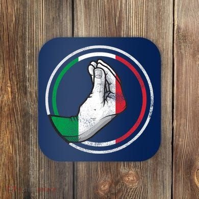 Funny Italy Hand Gesture Italian Flag Coaster