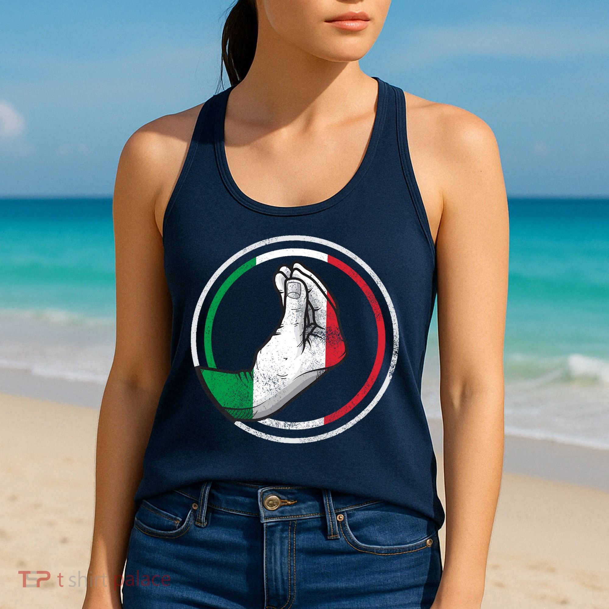 Funny Italy Hand Gesture Italian Flag Women's Tank Top