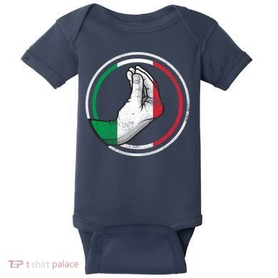 Funny Italy Hand Gesture Italian Flag Baby Bodysuit