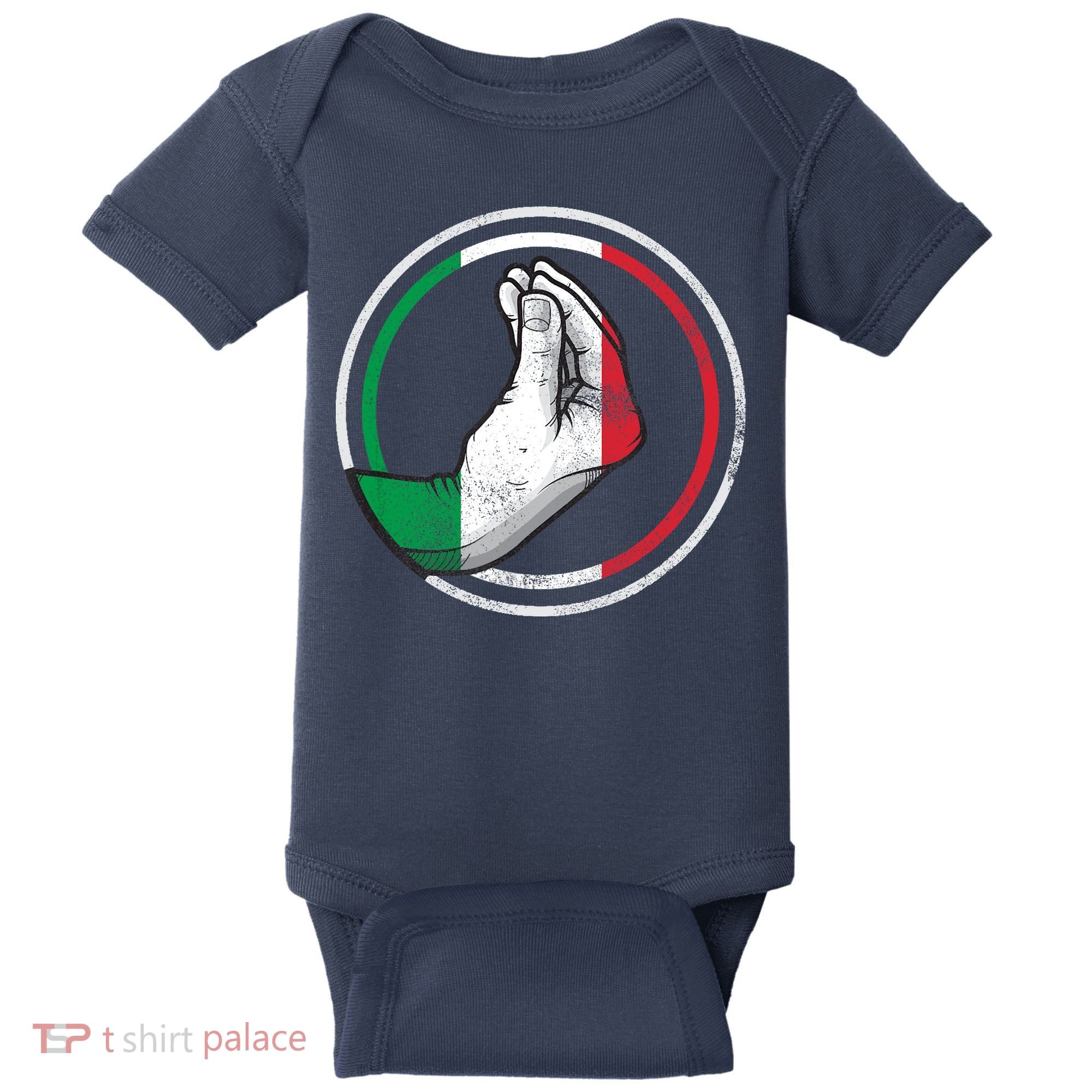 Funny Italy Hand Gesture Italian Flag Baby Bodysuit