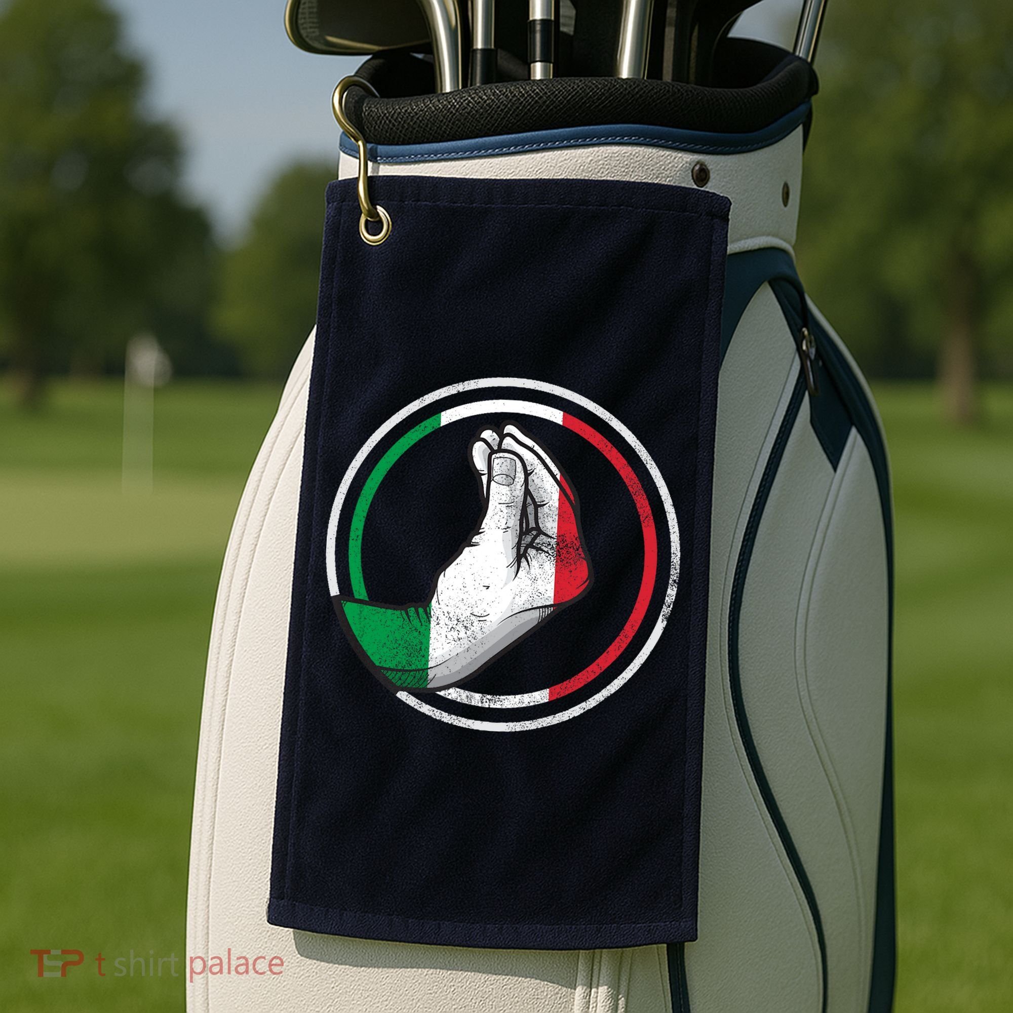 Funny Italy Hand Gesture Italian Flag Golf Towel