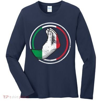 Funny Italy Hand Gesture Italian Flag Women's Long Sleeve Shirt