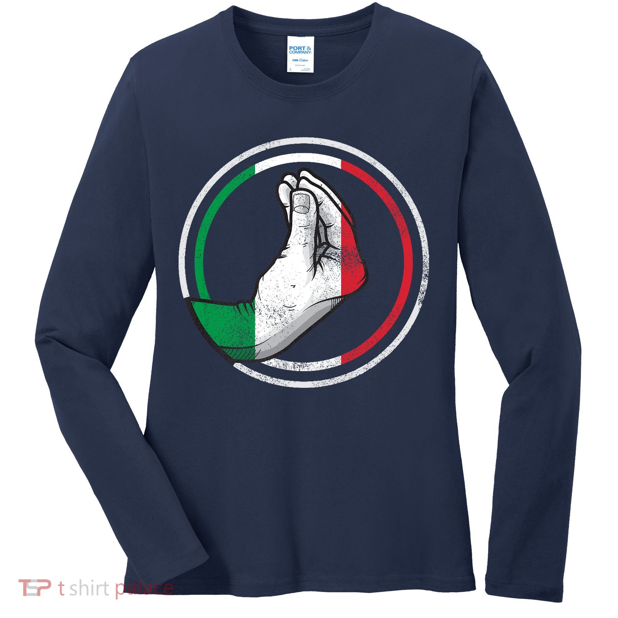 Funny Italy Hand Gesture Italian Flag Women's Long Sleeve Shirt