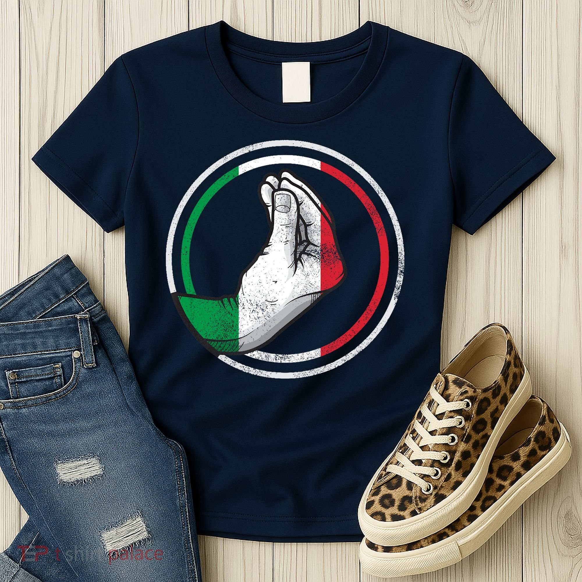 Funny Italy Hand Gesture Italian Flag Women's T-Shirt