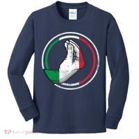 Funny Italy Hand Gesture Italian Flag Kids Long Sleeve Shirt thumb 0