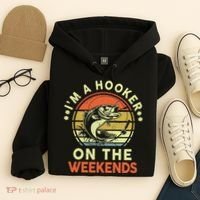 Fishing I'm Hooker On Weekend Fish Pole Hoodie thumb 4
