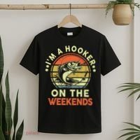 Fishing I'm Hooker On Weekend Fish Pole T-Shirt thumb 2