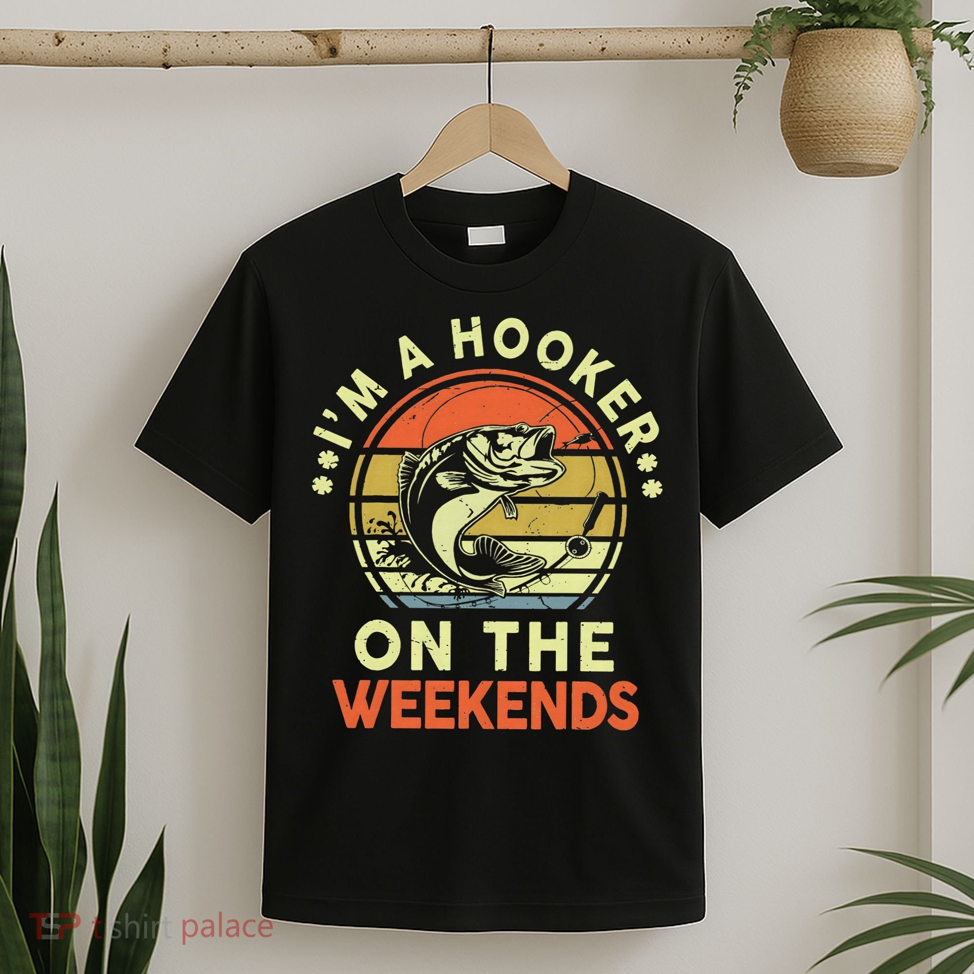 Fishing I'm Hooker On Weekend Fish Pole T-Shirt