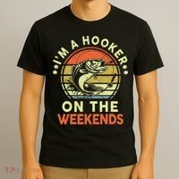 Fishing I'm Hooker On Weekend Fish Pole T-Shirt thumb 3