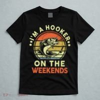 Fishing I'm Hooker On Weekend Fish Pole T-Shirt thumb 5