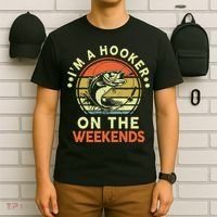Fishing I'm Hooker On Weekend Fish Pole T-Shirt thumb 6