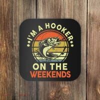 Fishing I'm Hooker On Weekend Fish Pole Coaster thumb 0
