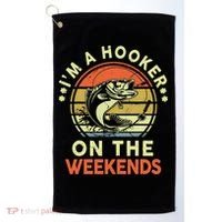 Fishing I'm Hooker On Weekend Fish Pole Golf Towel thumb 0