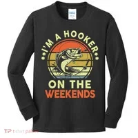 Fishing I'm Hooker On Weekend Fish Pole Kids Long Sleeve Shirt thumb 0