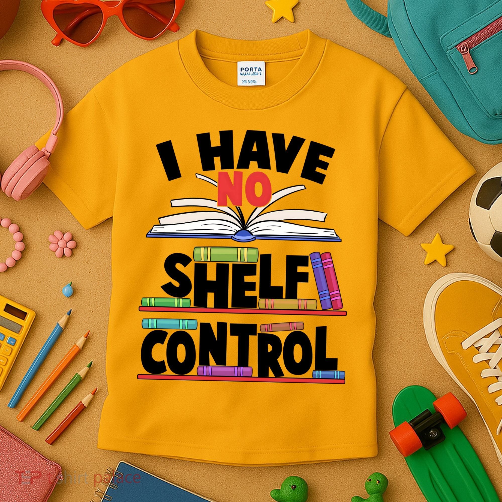 Funny I Have No Shelf Control Reading Fan Book Lover Kids T-Shirt