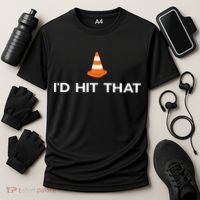 Funny I'd Hit That Traffic Cone Pun Cooling Performance Crew T-Shirt thumb 3