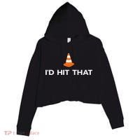 Funny I'd Hit That Traffic Cone Pun Crop Fleece Hoodie thumb 0