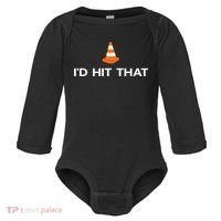 Funny I'd Hit That Traffic Cone Pun Baby Long Sleeve Bodysuit thumb 0