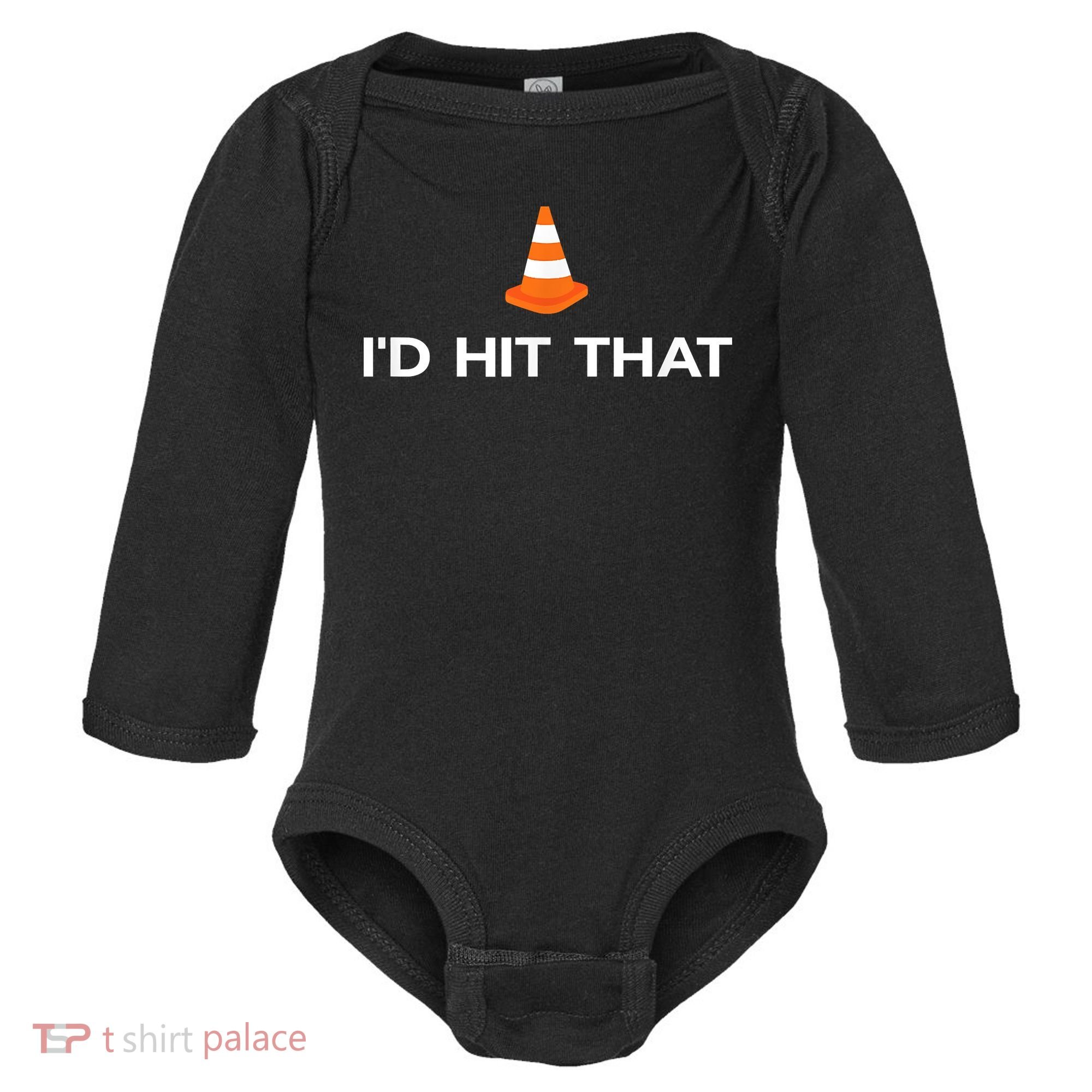 Funny I'd Hit That Traffic Cone Pun Baby Long Sleeve Bodysuit