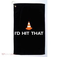 Funny I'd Hit That Traffic Cone Pun Golf Towel thumb 0