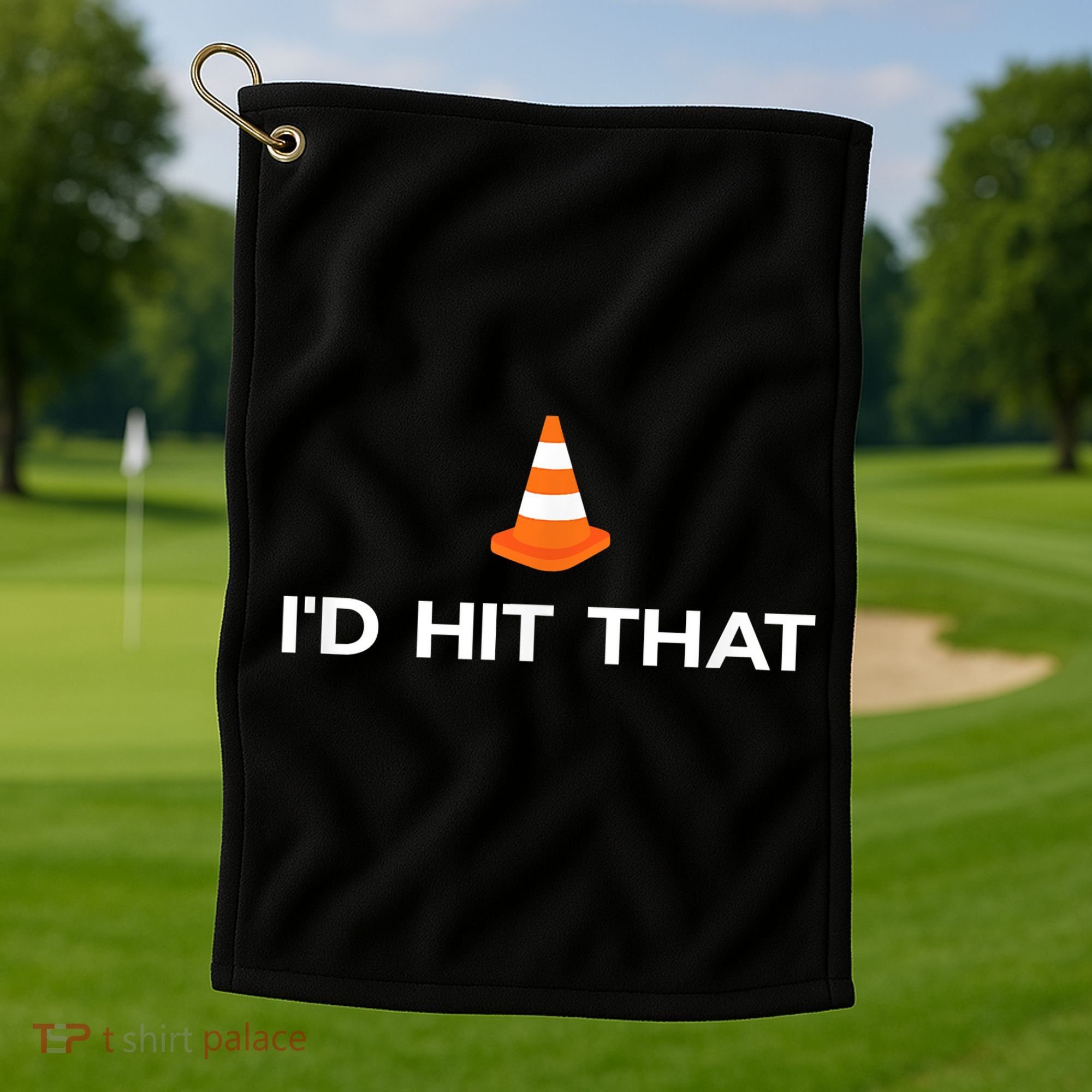 Funny I'd Hit That Traffic Cone Pun Golf Towel
