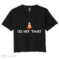 Funny I'd Hit That Traffic Cone Pun Women's Crop Top Tee thumb 0